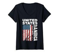 Femme God Bless the U.S.A. Pride of the US-Americans T-Shirt avec Col en V