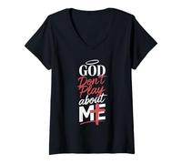 Femme God Don't Play About Me Expression spirituelle réconfortante T-Shirt avec Col en V