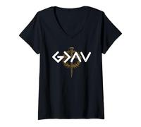 Femme God is Faithful Everyday More Than Highs and Lows T-Shirt avec Col en V
