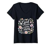 Femme God Never Makes Errors Croyant à la louange Divine T-Shirt avec Col en V