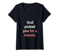 Femme God Picked You for A Reason to Hérit Eternal Life T-Shirt avec Col en V