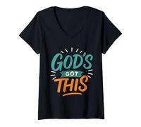 Femme God's Got This - Citation Vintage Christian Faith T-Shirt avec Col en V