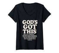 Femme God's Got This Joshua 1:9 Verset biblique chrétien T-Shirt avec Col en V