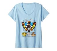 Femme Godzilla Cute Chibi Mothra and Monster Friends Kaiju Movie T-Shirt avec Col en V