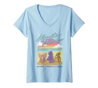 Femme Godzilla Monster Island Friends Cute Chibi Retro Beach Kaiju T-Shirt avec Col en V