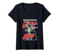 Femme Godzilla Unstoppable Force of Nature Retro Kanji Kaiju Movie T-Shirt avec Col en V