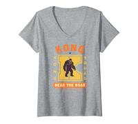 Femme Godzilla x Kong Hear The Roar Kong Athletic Logo Movie T-Shirt avec Col en V
