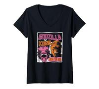 Femme Godzilla x Kong Kings Will Rule Modern Punk Movie Monsters T-Shirt avec Col en V