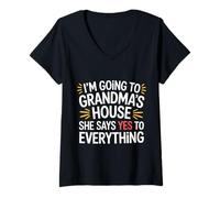 Femme Going to Grandma’s She Always Says Yes - T-Shirt avec Col en V