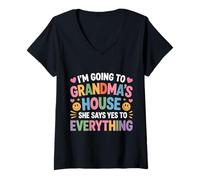 Femme Going to Grandma’s She Always Says Yes - T-Shirt avec Col en V