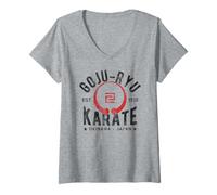 Femme Goju RYU Karate Do Martial Arts Japan Okinawa Vintage T-Shirt avec Col en V