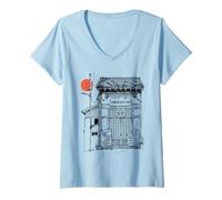 Femme Goju RYU Karaté Dojo Okinawa Japon Illustration T-Shirt avec Col en V