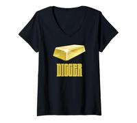 Femme Gold Digger Gold Digger Gold Pegget Gold Mining Bar Gold Miner T-Shirt avec Col en V