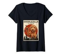 Femme Golden Doodle T-Shirt avec Col en V