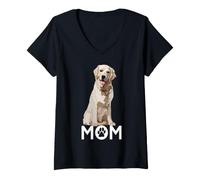 Femme Golden Lab Maman Labrador Retriever Jaune T-Shirt avec Col en V