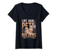 Femme Golden Retriever Lover Life Goal Pet All The Goldens Dog T-Shirt avec Col en V