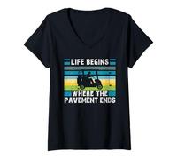 Femme Golfeurs drôle Life Begins Where The Pavement Ends Golf T-Shirt avec Col en V