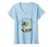 Femme Golfo De Mexico Viva Mexico Golfe du Mexique Souvenir T-Shirt avec Col en V