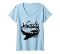 Femme Gondola, Un Bateau vénétien typique T-Shirt avec Col en V