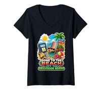 Femme Gone to The Beach a laissé Le carnet de Notes derrière Son Professeur T-Shirt avec Col en V