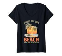 Femme Gone to The Beach Be Back Never Détendez l'été T-Shirt avec Col en V
