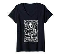 Femme Good Girl Dirty Books Humour Dark Romance Bookworm T-Shirt avec Col en V