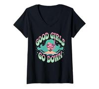 Femme Good Girls Go Down - Funny Scuba Diving Ocean Explorer T-Shirt avec Col en V