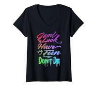 Femme Good Luck Have Fun Dont Die Gamer Dicton Graphique T-Shirt avec Col en V