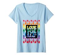 Femme Good Luck Trolls Love for All Rainbow T-Shirt avec Col en V