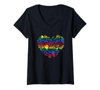 Femme Good Luck Trolls Love is Love Rainbow Heart T-Shirt avec Col en V