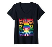 Femme Good Luck Trolls Love Wins Rainbow T-Shirt avec Col en V
