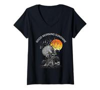 Femme Good Morning Sunshine Arbre Humain Gueule de Bois pour Les Amateurs de fête T-Shirt avec Col en V