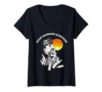 Femme Good Morning Sunshine Arbre Squelette de Gueule de Bois pour fête T-Shirt avec Col en V
