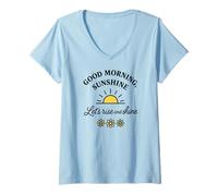 Femme Good Morning Sunshine Rise Shine Marguerite mignonne T-Shirt avec Col en V