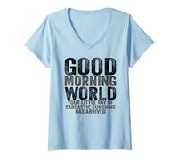 Femme Good Morning World Rayon of Sarcastic Sunshine Sarcasm T-Shirt avec Col en V