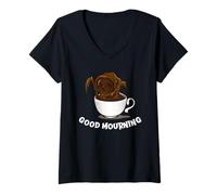 Femme Good Mourning Coffee Grim Reaper Funny Halloween T-Shirt avec Col en V