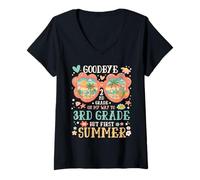 Femme Goodbye 2nd Grade on My Way to 3rd Grade But First Summer T-Shirt avec Col en V
