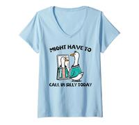 Femme Goose Have Call in Silly Today, Animal drôle pour Hommes et Femmes T-Shirt avec Col en V