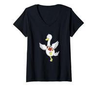 Femme Goose Joue au Football américain T-Shirt avec Col en V