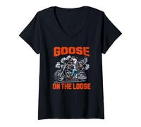 Femme Goose on The Loose Moto Biker T-Shirt avec Col en V