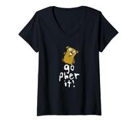 Femme Gopher, drôle et Mignon, Dit qu'il Faut Faire Un Jeu de Mots Positif T-Shirt avec Col en V