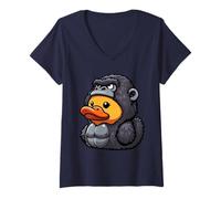 Femme Gorilla Canard en Caoutchouc Primate Caneton T-Shirt avec Col en V