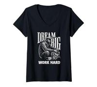 Femme Gorilla Dream Big Work Hard Motivation Hustle T-Shirt avec Col en V