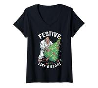 Femme Gorilla Jiu Jitsu Ju Jutsu MMA BJJ Festif comme Un Singe T-Shirt avec Col en V
