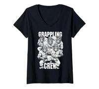 Femme Gorilla Jiu Jitsu Ju Jutsu MMA BJJ Funny Grappling Crew T-Shirt avec Col en V