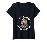 Femme got Passed by My Daughter Funny Ski Husband Dad T-Shirt avec Col en V