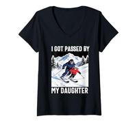 Femme got Passed by My Daughter Funny Ski Husband Dad T-Shirt avec Col en V