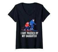 Femme got Passed by My Daughter Funny Ski Husband Dad T-Shirt avec Col en V