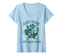Femme Got That-Yee Haw 'Tism Raccoon Cowboy Western Rodeo Vintage T-Shirt avec Col en V