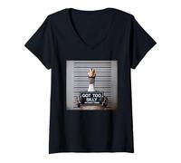Femme Got Too Silly Funny Goose Mugshot T-Shirt avec Col en V